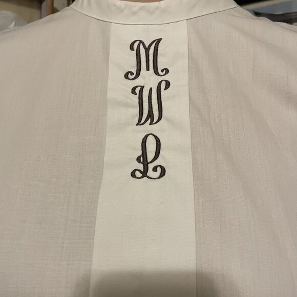 60s Judy Bond Womens Short Sleeves Button-Back Monogrammed Fitted Blouse Size L - Picture 2 of 5